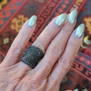 Elegant Sterling Silver Black Crystal Ring